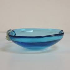 Italian Blue Murano Glass Bowl 1950s