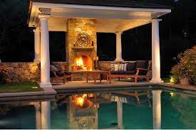 incredible outdoor fireplace ideas pool