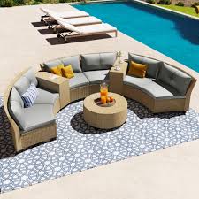 9 piece outdoor wicker round sofa set