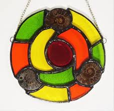 stained glass ammonite handmade