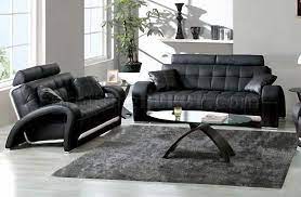 Black Tufted Leather Sofa Loveseat W