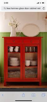 Ikea Hemnes Red Glass Door Cabinet For