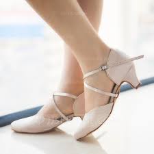 Womens Satin Heels Pumps Ballroom Dance Shoes 053115977