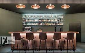 The bar design itself features stellar lighting effects in the open cabinetry and kitchen island. Bar Eduard S Dia Receives German Interior Design Award 2019 In Berlin Dia Dittel Architekten