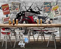 3d Classic Car Vintage Garage Art Wall