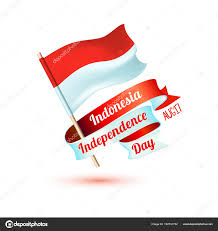Happy Indonesia Independence Day Card With Flag Stock