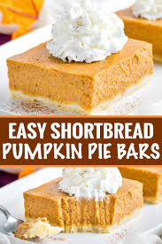 Stock up on pure canned pumpkin and evaporated milk when they're on serve each slice with a dollop of whipped cream! Pumpkin Pie Bars With Shortbread Crust The Chunky Chef