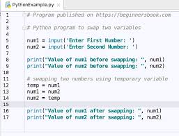 python program to swap two numbers