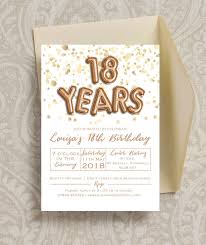 Gold Balloon Letters 18th Birthday Party Invitation From 0 90 Each
