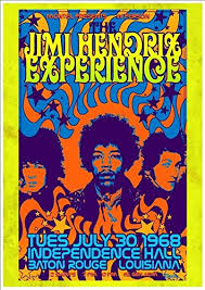 Psychedelic and cool but a $2,000 price tag? The Jimi Hendrix Experience Independence Hall Baton Rouge 1968 Fantastic A4 Glossy Vintage Concert Poster Art Print Amazon Co Uk Handmade
