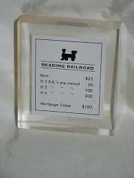 Check spelling or type a new query. 3 5 X 4 Clear Acrylic Paperweight Monopoly Reading Railroad Card Encased Ooak Ebay
