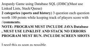 Get Answer In Java Jeopardy Game
