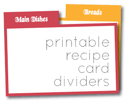 recipe card dividers printable