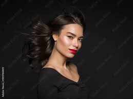 beautiful asian woman red lipstick