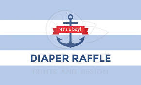 Nautical Baby Shower Diaper Raffle Ticket With Light Blue Stripes