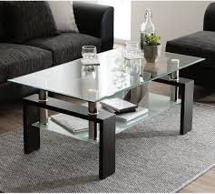 Accent your living room with a coffee, console, sofa or end table. Amazon Com Depointer Life Glass Coffee Table Rectangle Coffee Table For Living Room Modern Side Coffee Table With Lower Shelf Perfect For Living Room Conversation Leisure Occasions Metal Leg Black Kitchen Dining