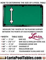 Content Room Size Chart For Website At Pool Table Sizes