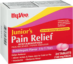 Hy Vee Juniors Bubblegum Flavor Acetaminophen Pain Relief