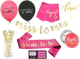 This party décor is certainly perfect for your upcoming bachelorette party! Amazon Com Classy Bachelorette Party Decorations Kit By Blast In A Box Classy Balloons Sash Straws Banner Napkins Bride Tribe Pins And More Engagement Or Bachelorette Party Supplies Kitchen Dining