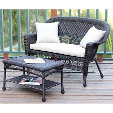 jeco wicker patio love seat and coffee