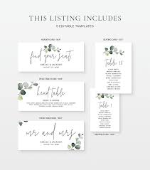 Wedding Seating Chart Template With Hand Painted Watercolor