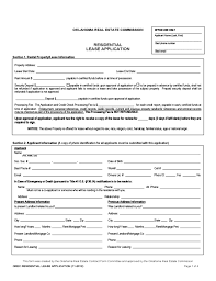 Residential Lease Application Oklahoma Free Download
