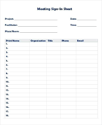 Meeting Sign In Attendance Sheet Template Microsoft Word