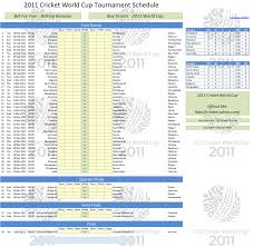 Cricket 2011 World Cup Schedule Excel Vba Templates