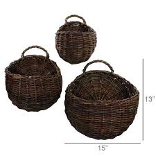 Brown Willow Wall Baskets Set
