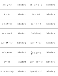 Solving Literal Equations Connect 4