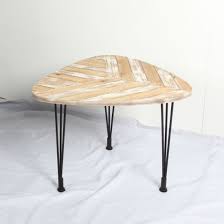 Wooden Top With Metal Legs Table In