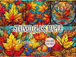Stained Glass Maple Jpeg Clipart