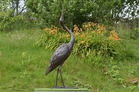Bronze Standing Heron Sculpture