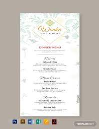 dinner menu word template