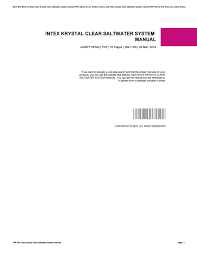 Intex Krystal Clear Saltwater System Manual By J6047 Issuu