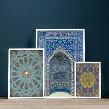 Moroccan Blue Wall Art Vintage Posters Prints Ceiling Hafez Tomb Retro  Modern Mosque Persian Canvas Painting Pictures Home Decor - Painting &  Calligraphy - AliExpress