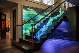 Staircase With Unique Glass Railing