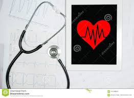 Heart On Screen Touch Pad And Stethoscope Stock Image