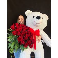 huge bear and roses local florist