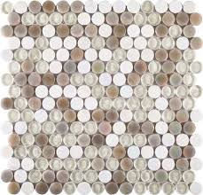 Textured Glass Penny Round Mosaic Tile