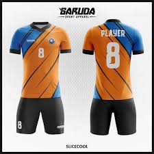 Desain baju kerja yang satu ini cukup simple. Desain Baju Futsal Printing Warna Biru Orange Yang Soulid Garuda Print