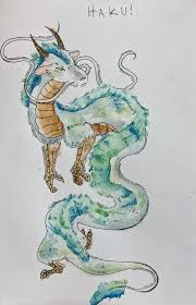 haku dragon watercolor painting