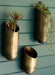 Brass Wall Pocket Vase Set Of 3 In