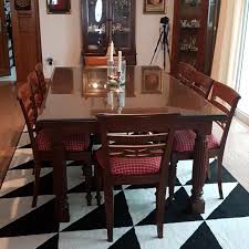 Teak Wood Glass Top Dining Table Set