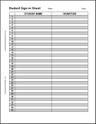 Free Blank Printable Student Sign In Sheet With 35 Rows Counseling