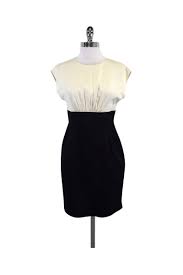 Shoshanna Cream Black Color Block Dress Sz 8