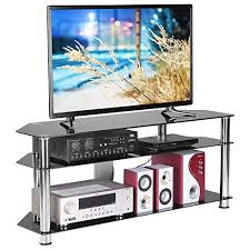 Rfiver Corner Glass Tv Stand With Cable