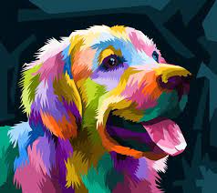 Colorful Face Dog Pop Art Isolated