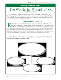 Denslow, originally published by the george m. Main Idea Worksheets The Wonderful Wizard Of Oz