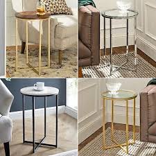 Round Side End Table With Metal Legs